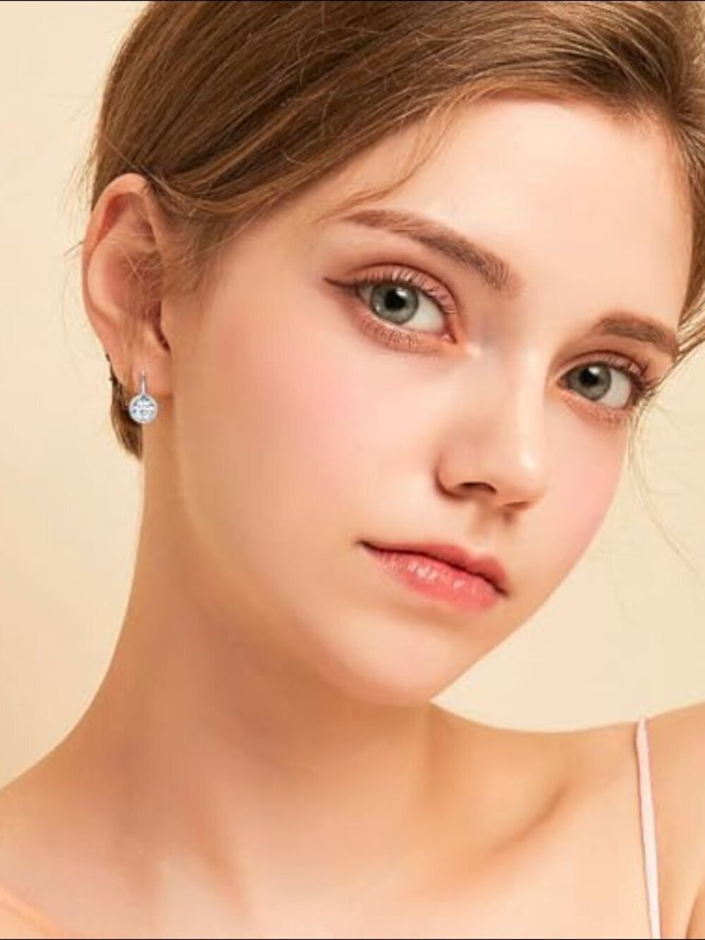 925 Sterling Silver 1 Carat Moissanite Bezel Set Drop Hoop Earrings - Picture 2 of 3